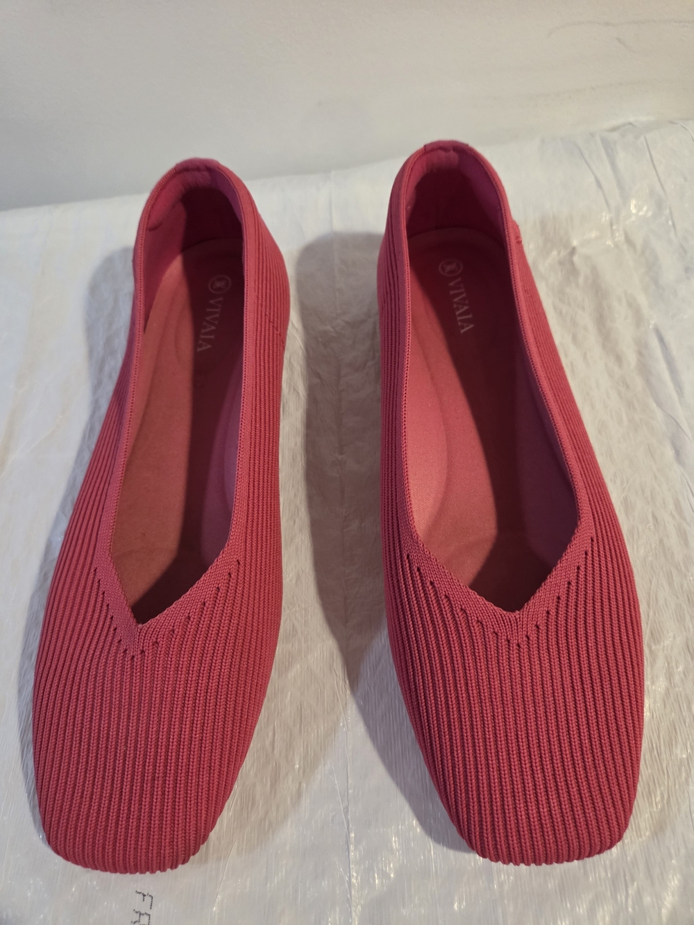 VIVAIA Pink Knit Slip-On Ballet Flats